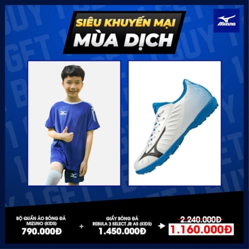 MIZUNO ÁO THỂ THAO TRẺ EM  [ FREE KHI MUA GIÀY REBULA 3 SELECT JR AS ] XANH BIỂN